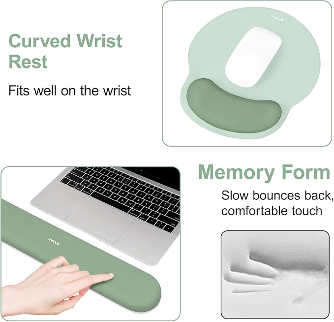 MOSISO Wrist Rest Support for Mouse Pad&Keyboard Set, Circle Curved Ergonomic - Image 4