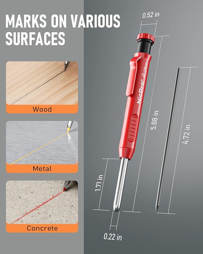 Nicpro 3 Pack Carpenter Pencil - Image 5