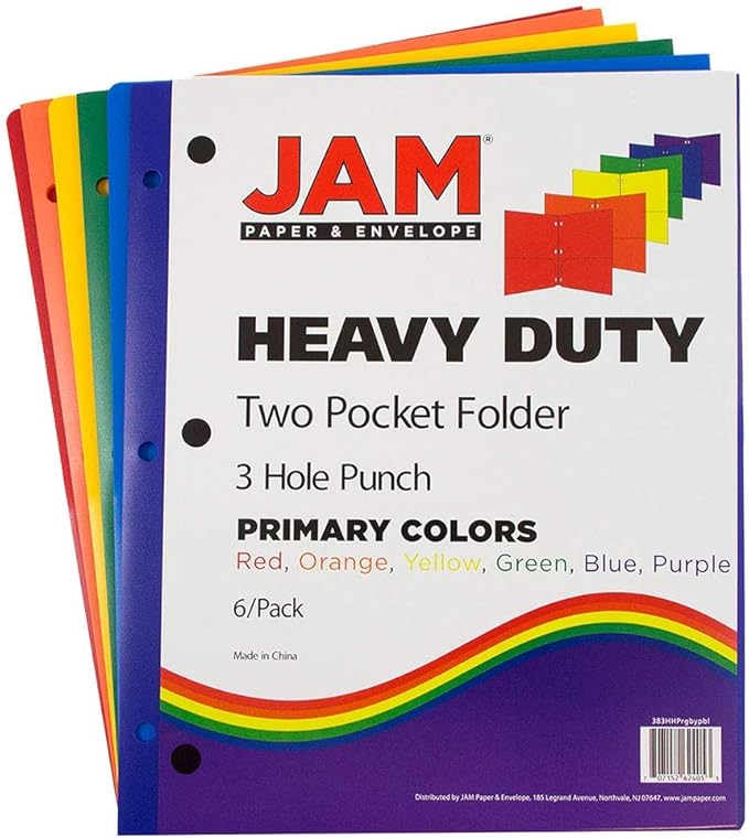 JAM PAPER Heavy Duty Plastic 3 Hole Punch Pocket Folders - Image 2