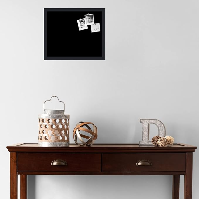 PinPix 17x14 Inch Cork Bulletin Board. This Decorative Framed Pin Board Comes with Solid Black Design and a Satin Black Frame. Ideal for Home Office Decor or Message Board (PinPix-622)-DeskLoop Office