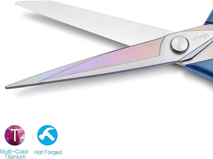 LIVINGO 9.5” Premium Fabric Scissors, Heavy Duty All-Purpose Titanium Coating - Image 3
