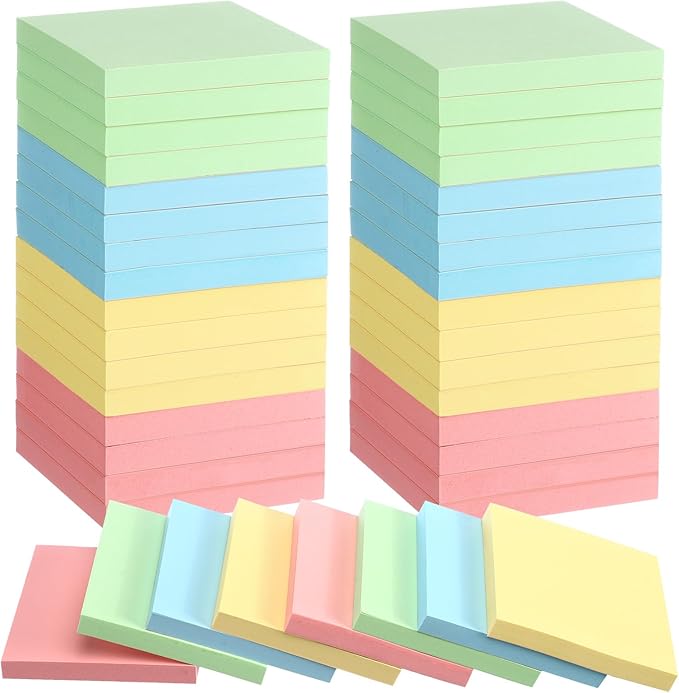 Thenshop 24 Sets Full Adhesive Sticky Notes 3x3 Inches Sticky Notes Adhesive Memo Self-Stick Pads Back to School Supplies Easy to Post for Teacher Coworkers Office 80 Sheets/pad(Colorful,Unlined)-DeskLoop Office