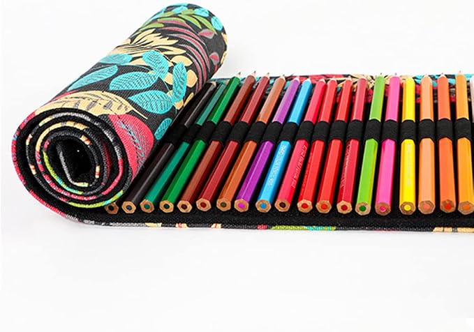 DIYOMR 24/36/72 Slots Pencil Wrap Pencil Rolls, Artist Colored Pencils Roll Up - Image 6