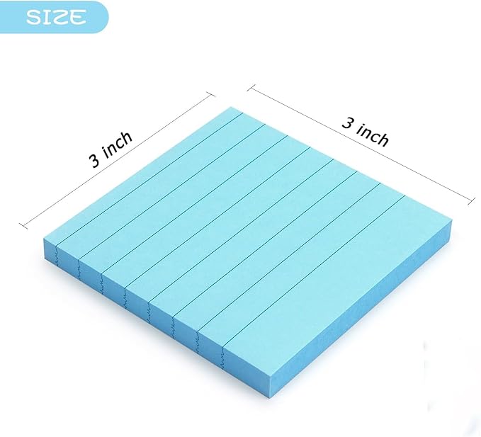 Early Buy Lined Sticky Notes 3x3 Inch, 14 Pads/Pack with Lines Notepads, 7 Bright Colors Self-Stick Pads, 80 Sheets/Pad, Total 1120 Sheets-DeskLoop Office