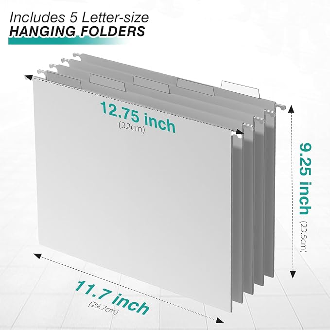 Sinboun Hanging File Organizer Letter-Size File Holder Filing Box Includes 5 - Image 3