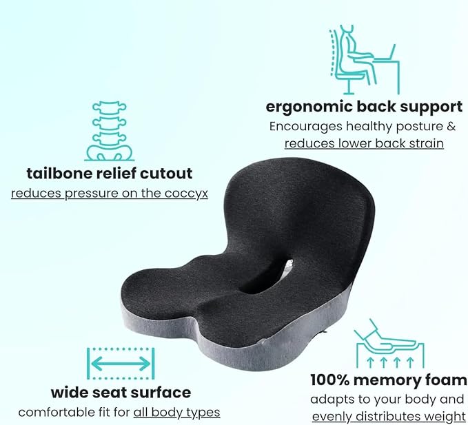 Orthopedic Cushion, Ergonomic Memory Foam L-Shaped Integrated Seat Cushions - Image 4