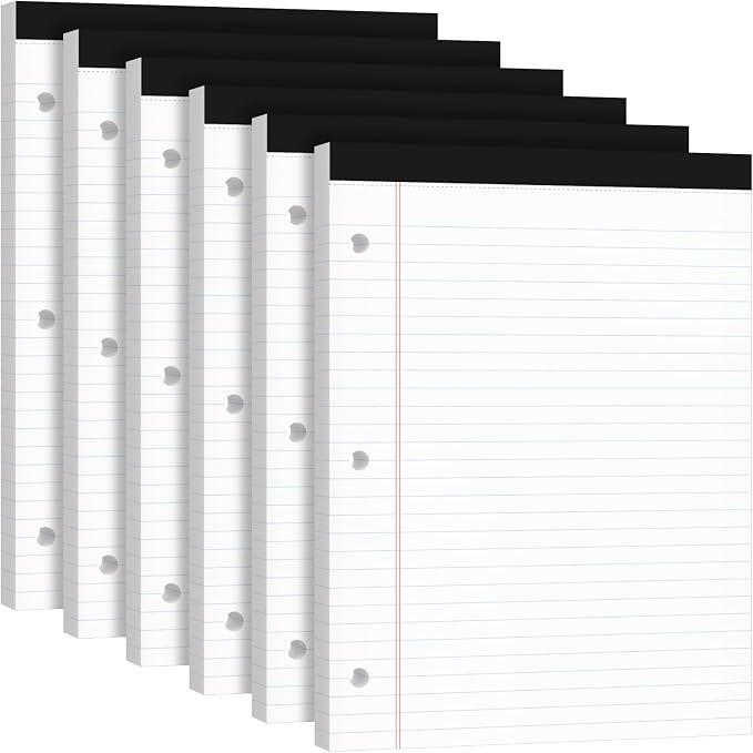 Legal Pads 8.5x11, 50 Sheets/Pack, 6 Pack, 3-Hole Punch & Perforated Writing by Ciphyfee