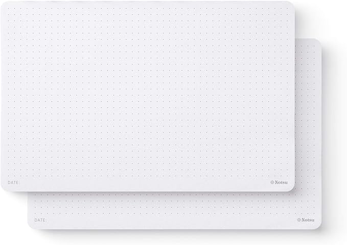 Notsu Dot Grid Desk Notepad, 2 Pack | Tear-Off Landscape Note Pad by Notsu