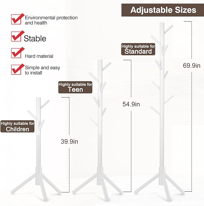 WANGMUXIA 2 PCS Coat Rack, Freestanding Coat Rack - Image 3