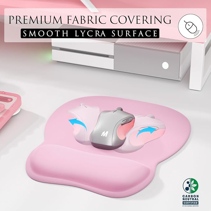 MROCO Ergonomic Mouse Pad with Gel Wrist Rest, 9.4 x 8.1 in, Pale Pink | - Image 2