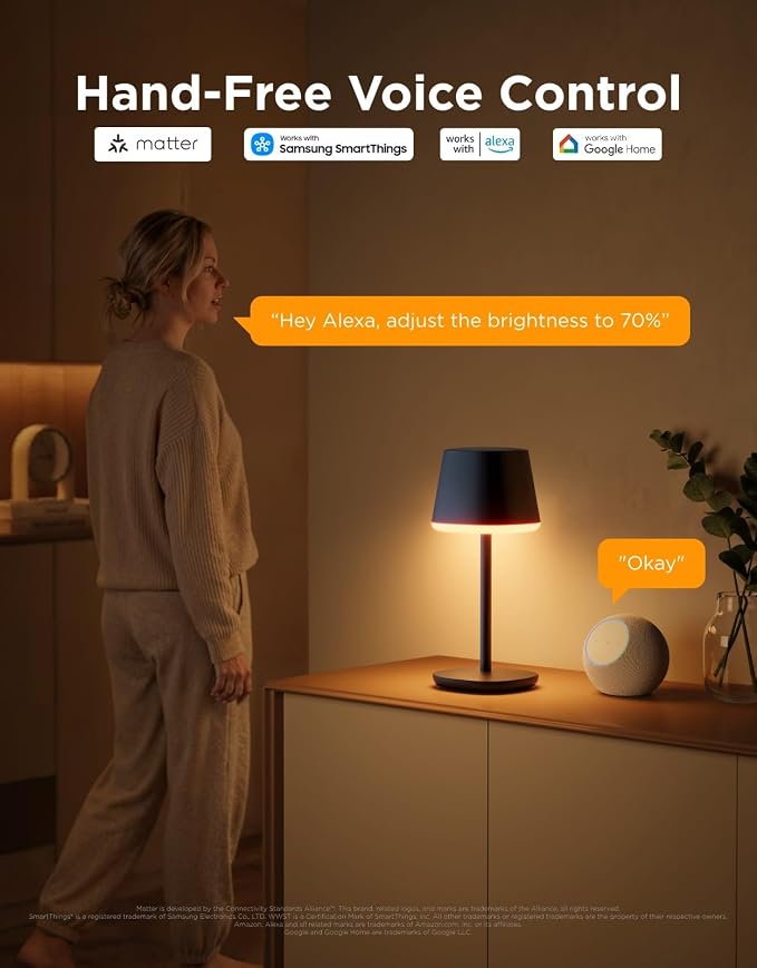 Govee Smart Cordless Table Lamp Classic, RGBIC Rechargeable Table Lamp - Image 7