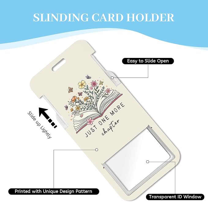 Hancynir Book Floral Lanyards for Id Badges, Cute Flower Badge Holder - Image 6