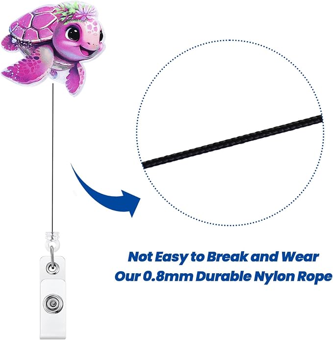 Funny Sea Turtle Nurse Badge Reel, Cute Animal Pediatric Retractable ID Badge - Image 5