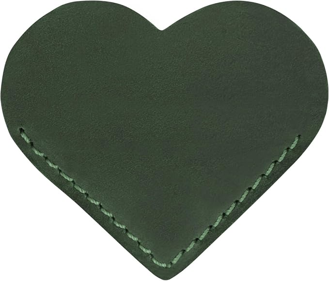 Jack&Chris Genuine Leather Heart Bookmark, Handmade Stitched Corner Page by JackChris