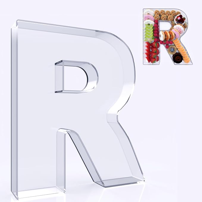 11" Acrylic Letter Charcuterie Box, Reusable Fillable Alphabet Number Shaped by RUFHVTY