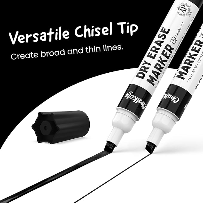 Chalkola 60 Black Dry Erase Markers Bulk Pack, Back to School Supplies - Image 3