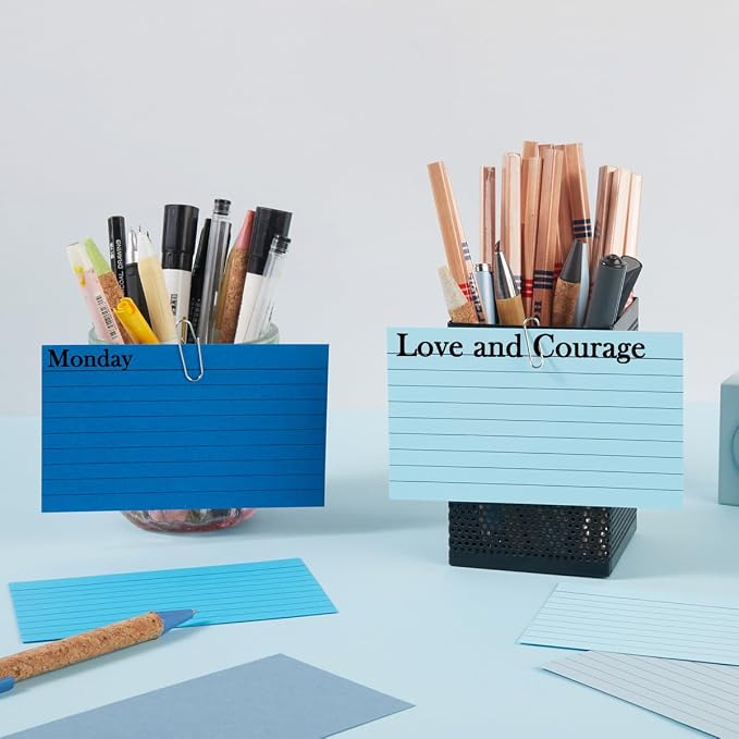 100 Sheets 3x5 Colored Ruled Note Cards Index Cards, 5 Blue | 250 GSM Heavy - Image 4
