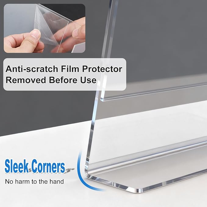 10 Pack Acrylic Sign Holder 4 x 6, L-Shape Clear Plastic Display Stand - Image 4