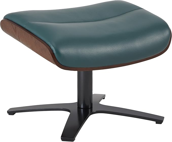 CHITA Genuine Leather Reclining Swivel Chair with Adjustable Headrest and Ottoman for Living Room, Teal-DeskLoop Office