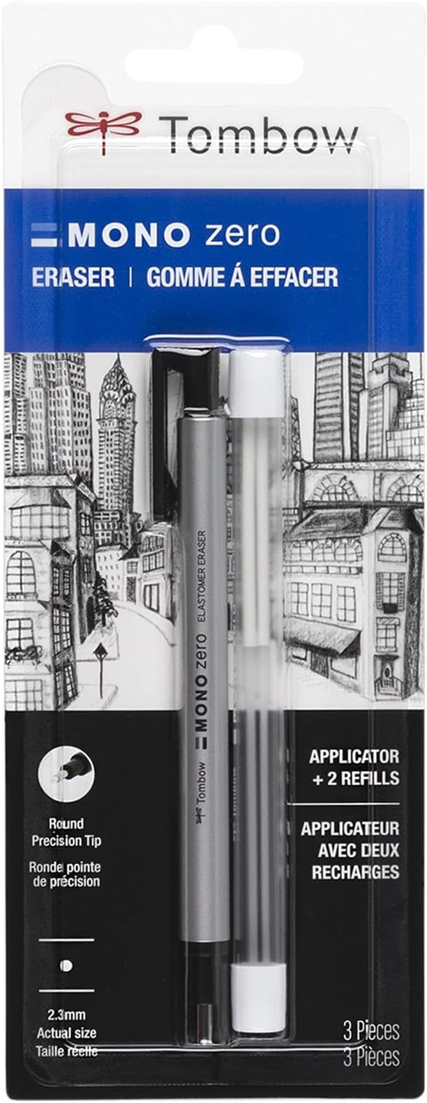 Tombow 57315 MONO Zero Eraser and Refill Value Pack, Round 2.3mm. Precision Tip by Tombow