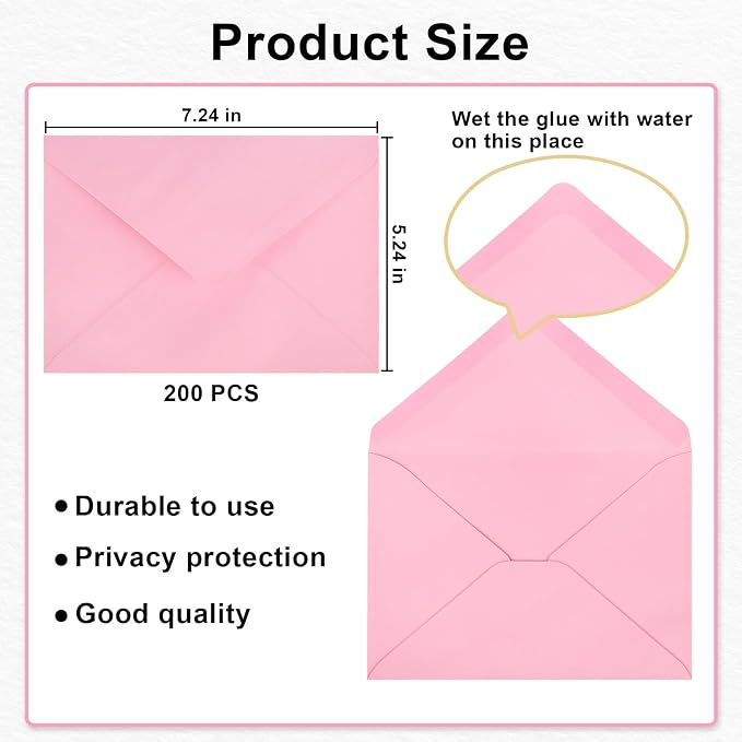 200 Pack A7 Envelopes, 5.24 x 7.24 in Envelopes - Image 3