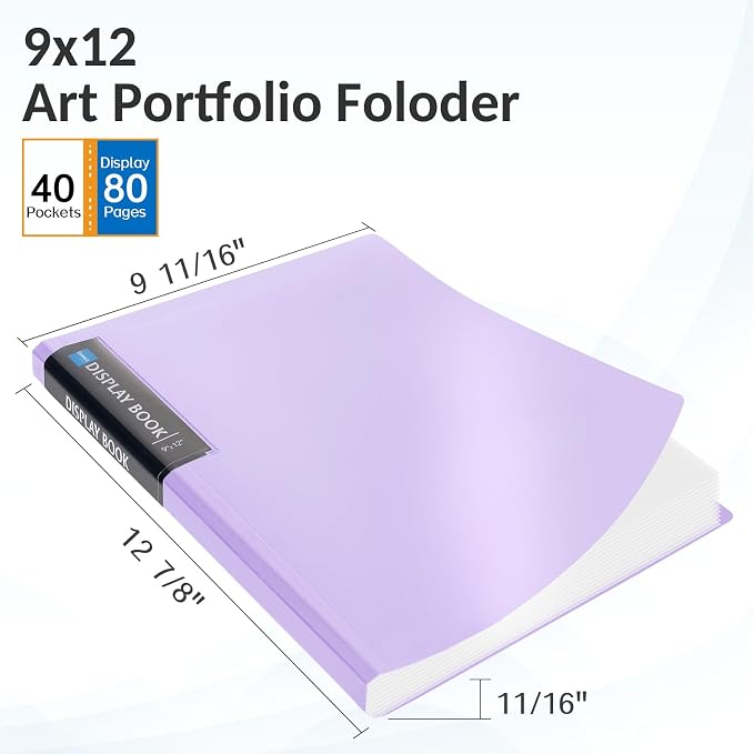 Sooez Art Portfolio 9"x12", 40 Pockets Large Display Folder - Image 2