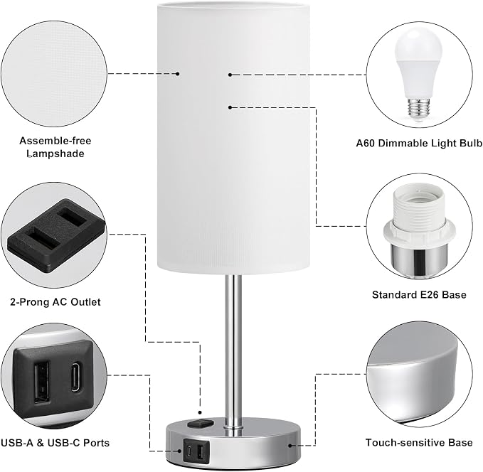 Fenmzee Touch Bedside Lamp - Image 6