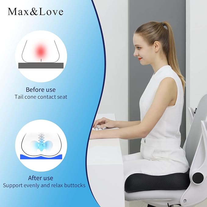 Memory Foam Seat Chair Cushion for Relieves Back Sciatica Pain Tailbone Pain - Image 2
