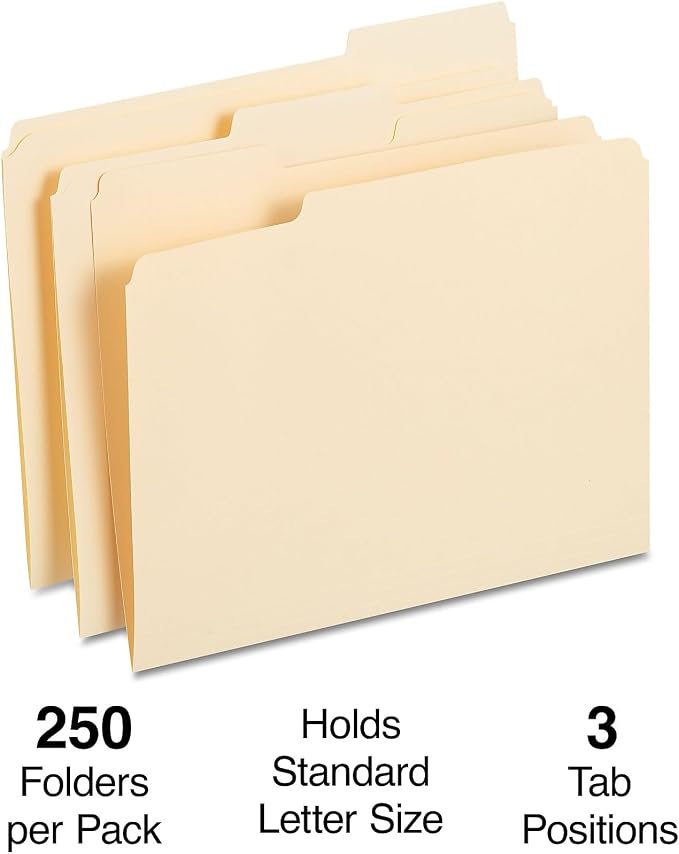 Staples Reinforced File Folders, Letter Size, 1/3‑Cut Tabs, Heavy‑Duty - Image 2