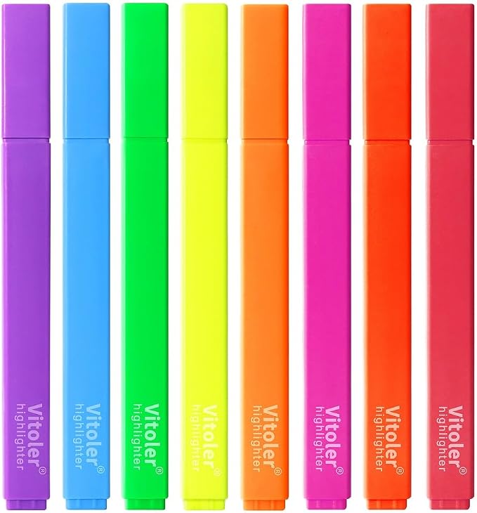 Piochoo Highlighters, 8 Pack Assorted Colors Highlighters, Aesthetic Soft by Piochoo