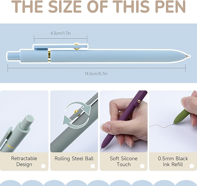 Gel Pens, 12 Pack Gold Retro and Gold Morandi 0.5mm Black Ink Pens Fine Point Smooth Writing Pens for School Office Supplies, Gifts for Women Girls-DeskLoop Office