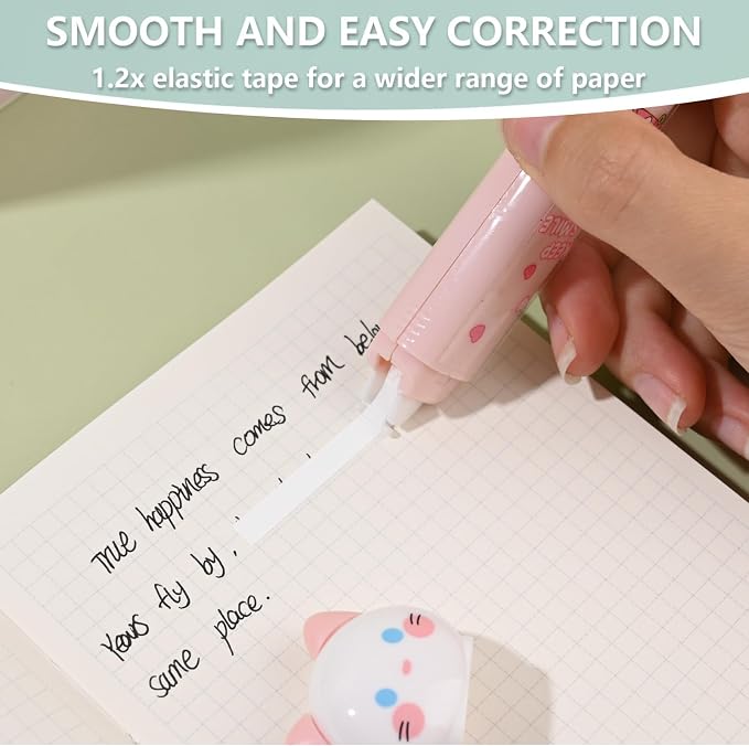 2 in 1 Correction Tape and Double Sided Tape Roller, Cute Quick Dry Japan White - Image 3