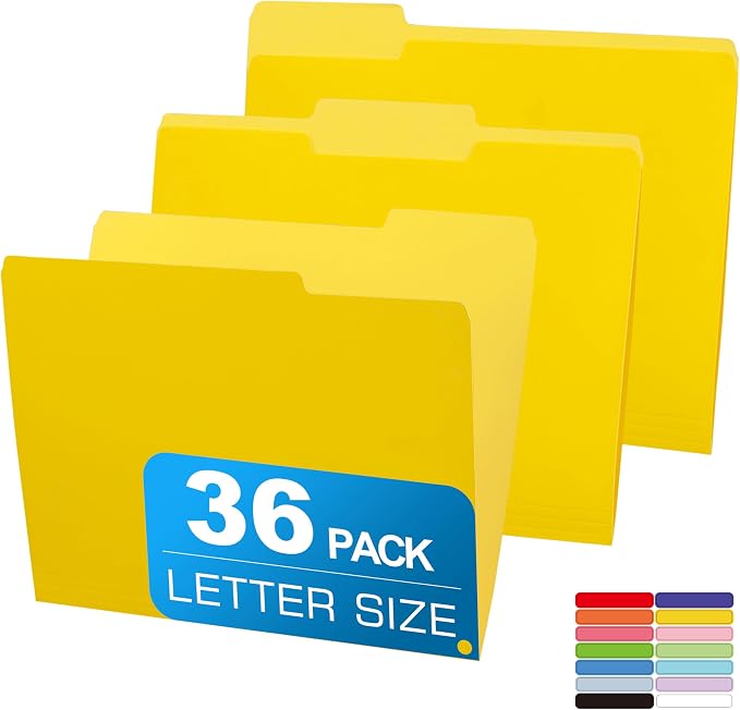 Two Tone Color File Folder 8.5 x 11 Inch, 36 Packs Yellow File Folders by Unknown