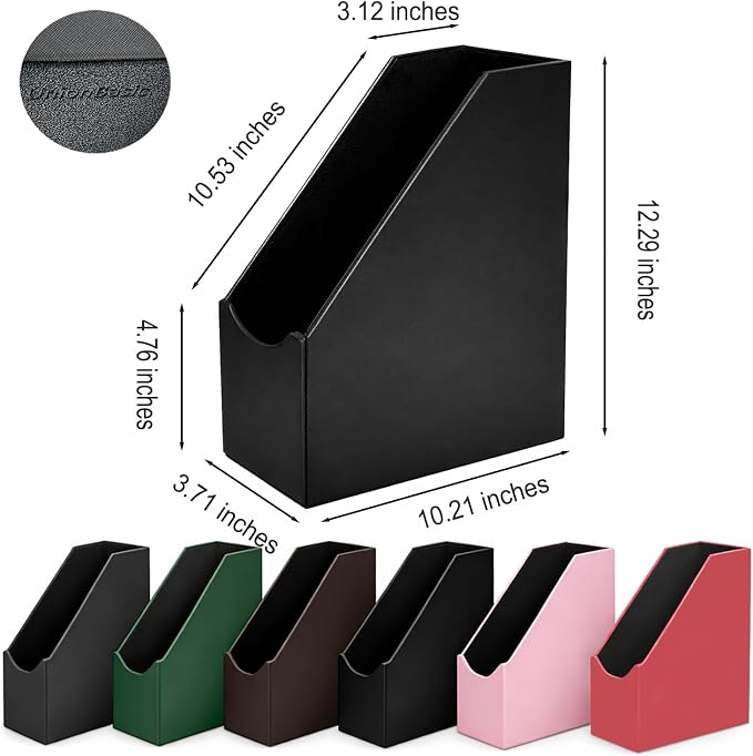 UnionBasic Magazine File Holder, Leatherette Desktop Document Organizer - Image 2
