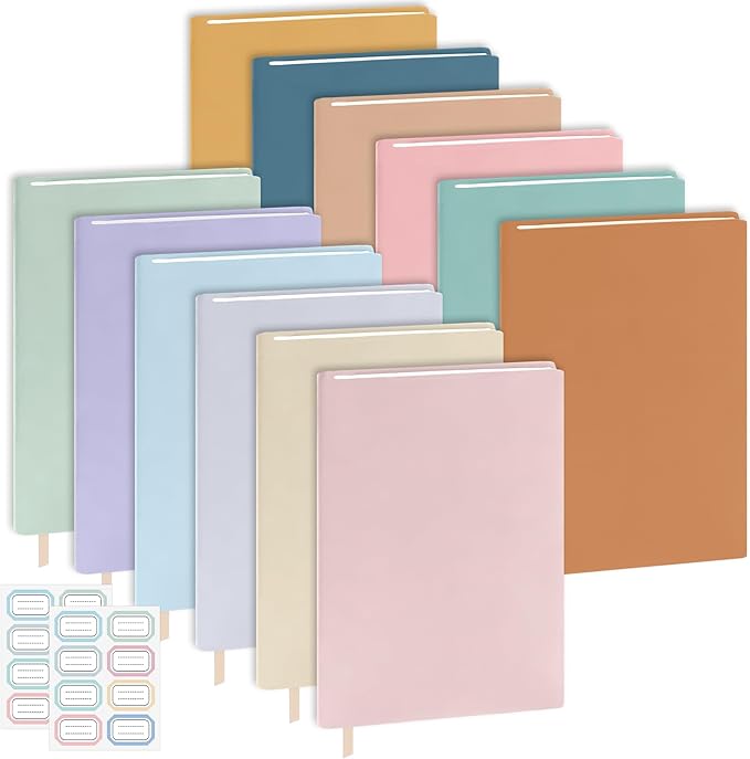 Jumbo Stretchable Book Covers 12PCS Reusable Fabric Book Covers with Label 9x11in Boho Pastel Protective Sleeve for Hardcover Book Textbook Cover for School Fits Most Book Sizes Up to 10x12.5in-DeskLoop Office