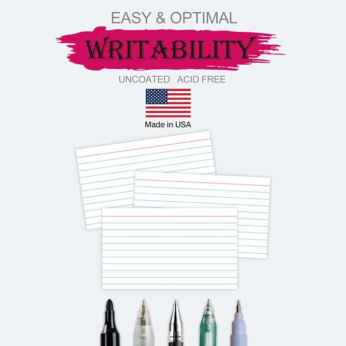 WritePads Index Cards Bulk Heavy Weight Lined Flash Index Card Wide Ruled Study - Image 3