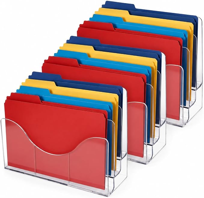 Azar Displays 250099-3PK Three Tier File and Brochure Desktop Wall Organizer by AzarDisplays