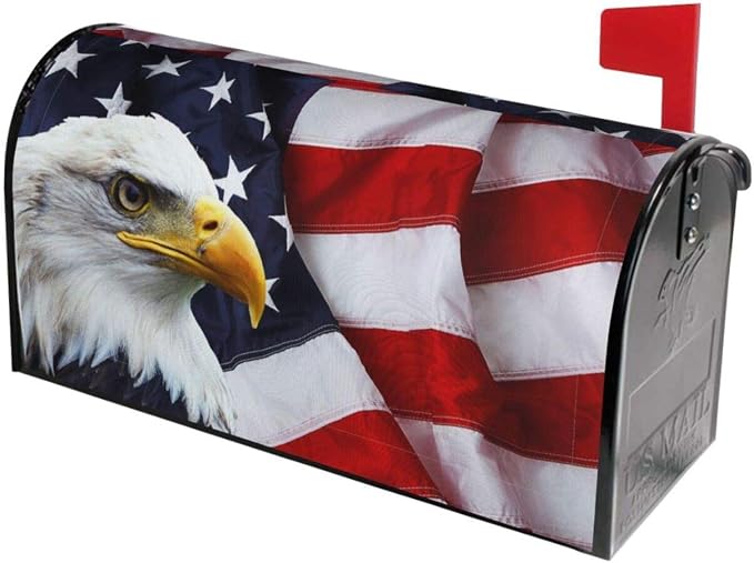 American Flag Welcome Magnetic Mailbox Cover, Mailbox Wrap Decorative by Ouqiuwa