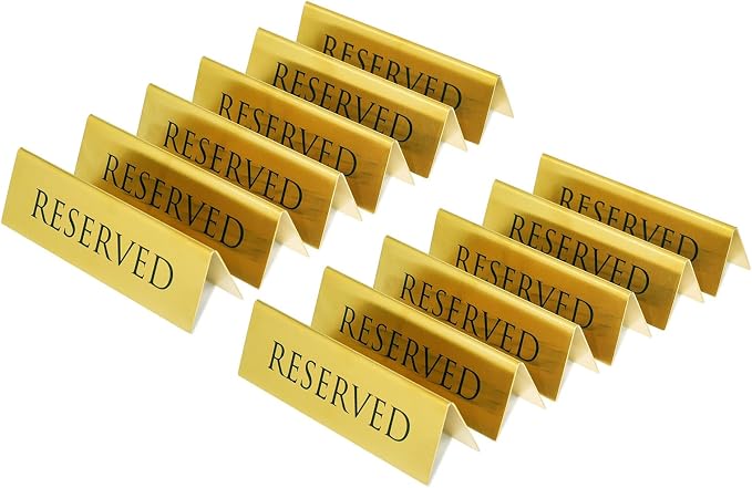 Golden Metal Table Top Reserved Sign by BARsics