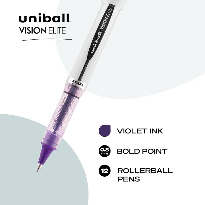 uniball Vision Elite Rollerball Pens, Bold Point, 12 Pack - Image 2