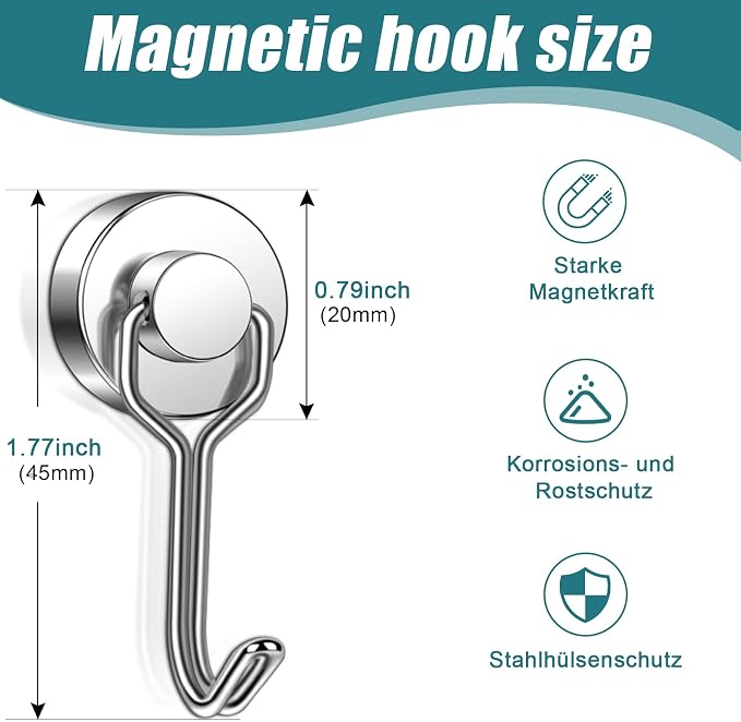 MAGXCENE 24 Pack Swivel Swing Magnetic Hooks, Strong Neodymium Magnetic Hooks - Image 3