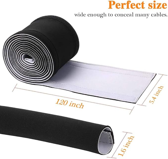 120" Neoprene Cable Management Organizer, Reversible Flexible Cuttable DIY Hole - Image 2