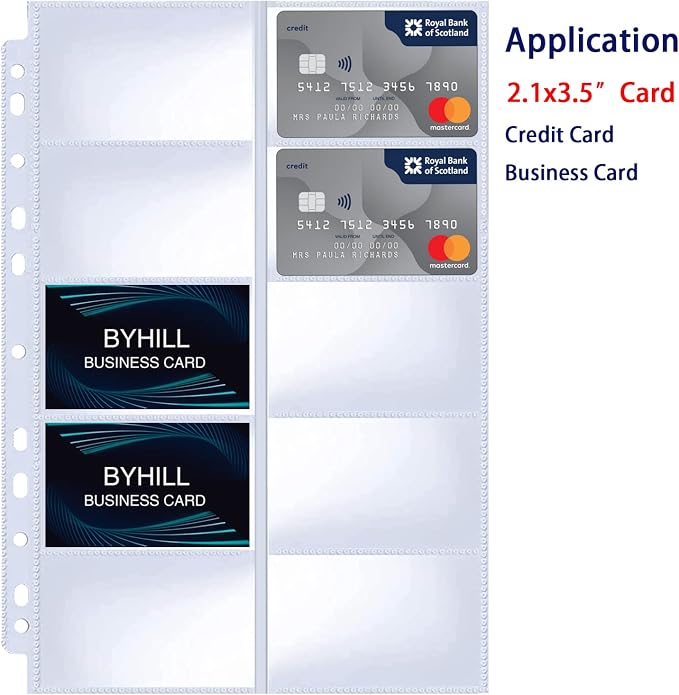 BYSTER 30 Pack 600 Pockets Business Card Sleeves Binder Sheets, Ultra-Clear - Image 2