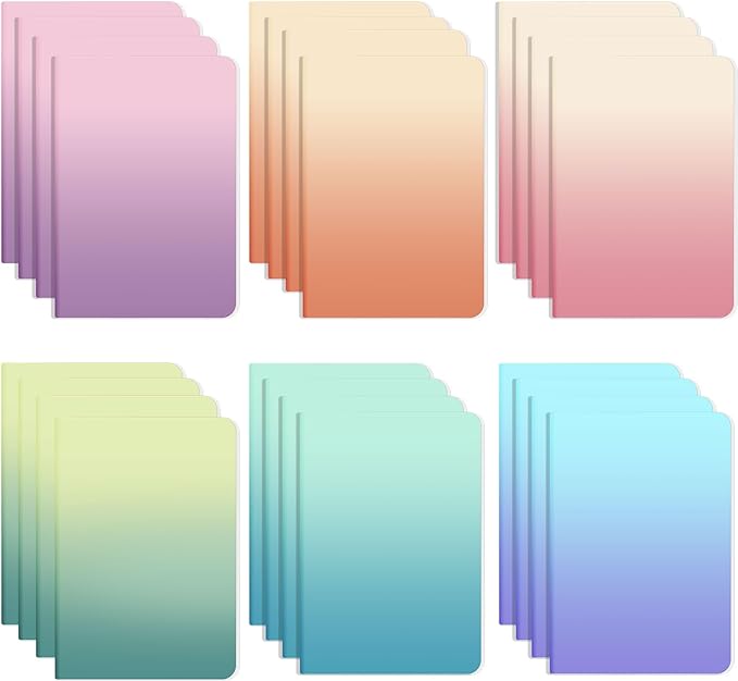 Ddaowanx Notebooks,Lined Paper Journals in Bulk, 72 Pages, 36 Sheets, 80GSM, 8.3x5.5 Inch, A5 Size, Travel Writing Notebooks for Office School Supplies (Lined-24pack, Gradient)-DeskLoop Office