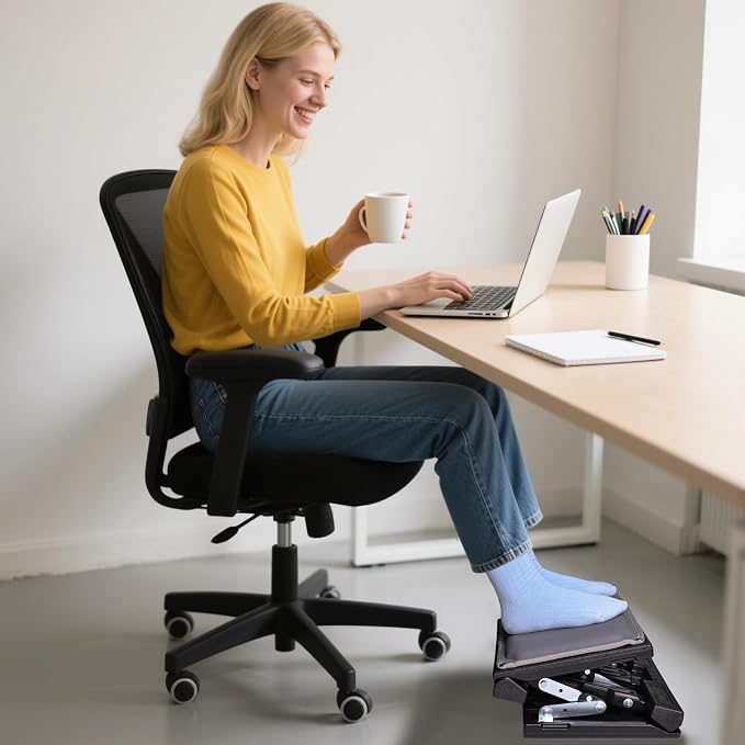Scalebeard Foot Rest for Under Desk at Work, Height Adjustable Infinite Angle - Image 2