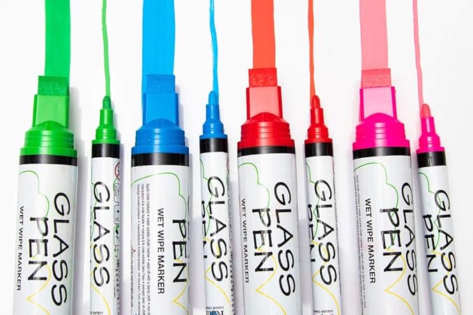 Glass Pen Window Marker: Liquid Chalk Pens for Glass, Whiteboard Markers with Washable Paint - Graduation, Car Windows, Mirror Pen, Storefront, Wedding, Parade, Party & Holiday (Yellow, Jumbo Tip)-DeskLoop Office