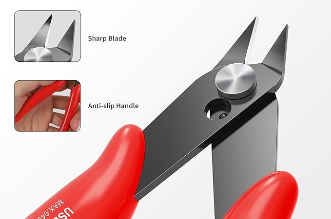 HongWay 5pcs Wire Cutters, Micro Flush Cutters with Spring, Wire Cutting Pliers, Wire Snips for Electronics Soft Copper Jewelry Making, 5-inches, Red-DeskLoop Office