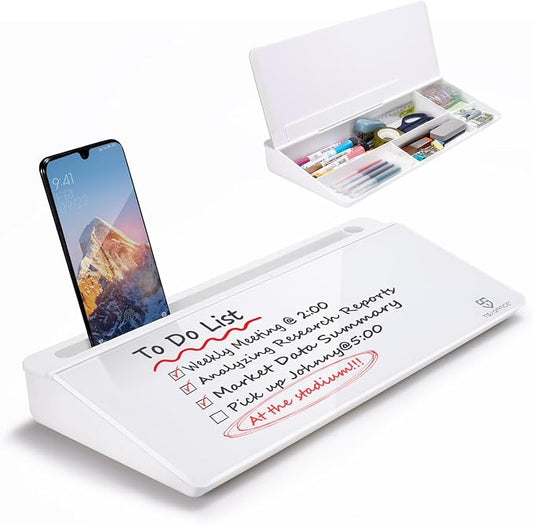 TSJ OFFICE Small Desktop Whiteboard -Glass Dry Erase Board Computer Keyboard by TSJOFFICE-WipeCleanThinkGreenWorkSmart