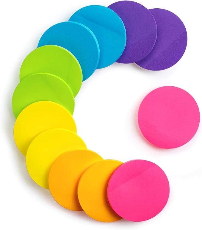 Mr. Pen- Round Sticky Notes, 2.8" Diameter, 12 Pads, 720 Sheets, Colorful | by MrPen