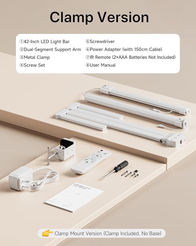 ONEMIX 42" LED Desk Lamp with Clamp, Architect Desk Light with Remote, - Image 6